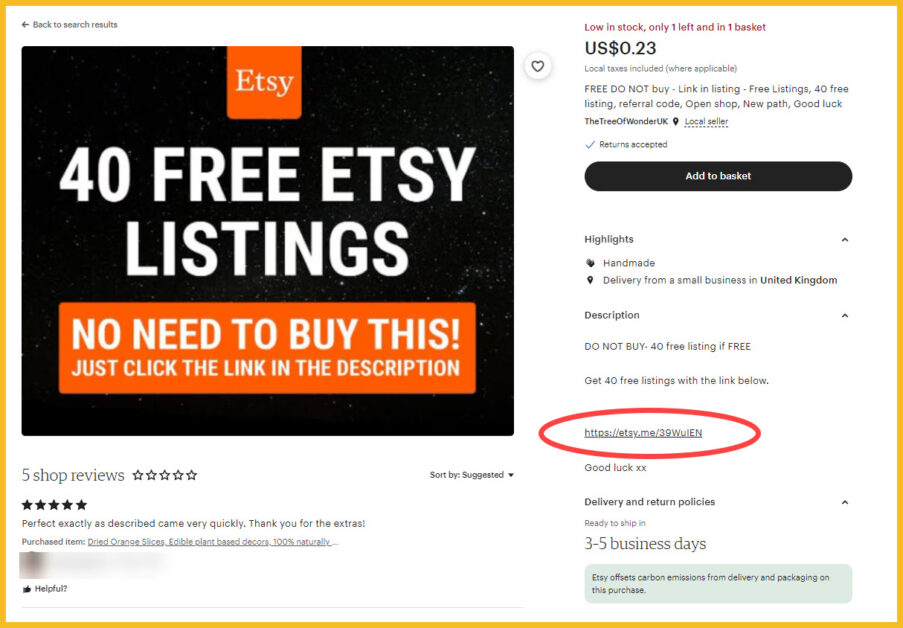 40 free Etsy listings description