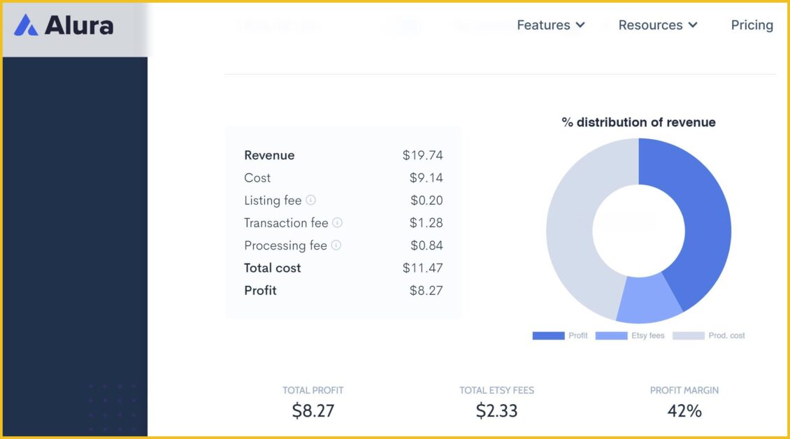 Alura app profit calculator