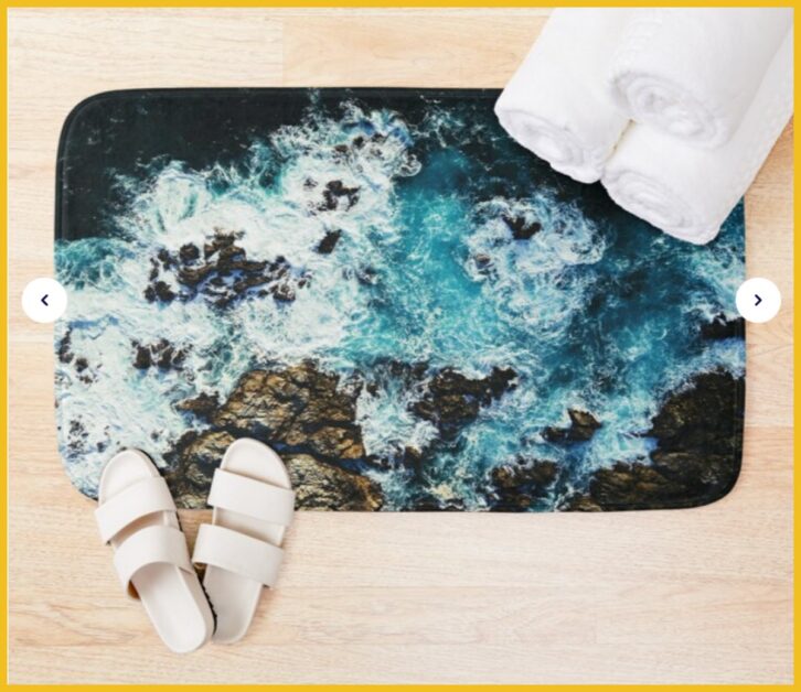 Bath mat of rocky beach